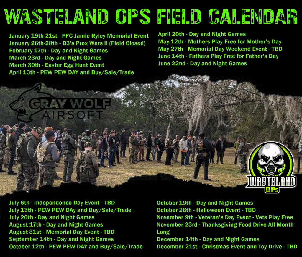 Events from November 8 February 17 Wasteland Ops Airsoft